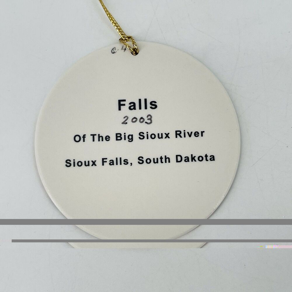 Sioux Falls South Dakota Waterfall Christmas Ornament Hand Painted Ceramic 2003 - Picture 4 of 12